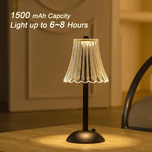 Vista 5 de HEQET Lámparas de mesa inalámbricas para el hogar, mesa, comedor, lámparas recargables doradas, lámpara de mesa LED de latón portátil