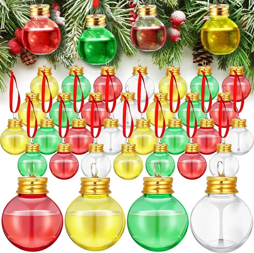 Vista 10 de Patelai 24 Piezas Bolas de Bebida de Navidad Adorno de Vaso de Chupito Adornos de Árbol de Navidad de Plástico Rellenables Bombillas de Botella