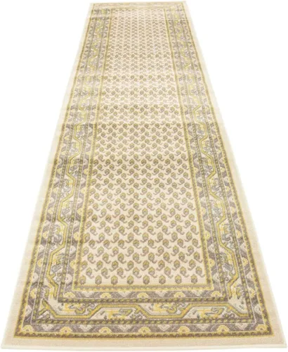 Vista 8 de Unique Loom Williamsburg Collection - Alfombra tradicional con borde central de puntos, alfombra de pasillo de 2 pies 9 pulgadas x 9 pies 10 Beige