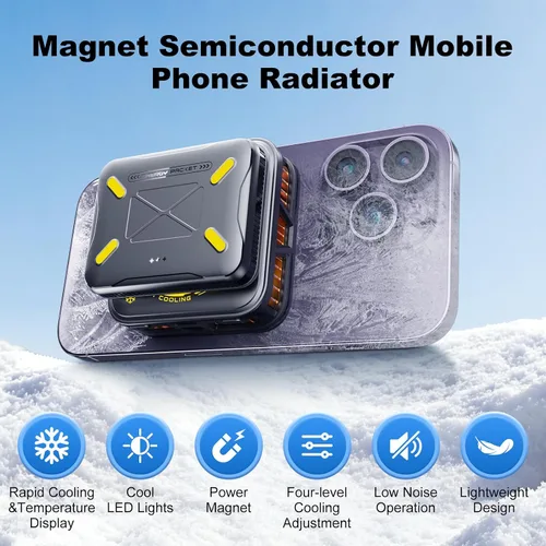 Vista 6 de Enfriador magnético para teléfono con batería, ventilador de refrigeración inalámbrico recargable para iPhone/iPad, funda de refrigeración