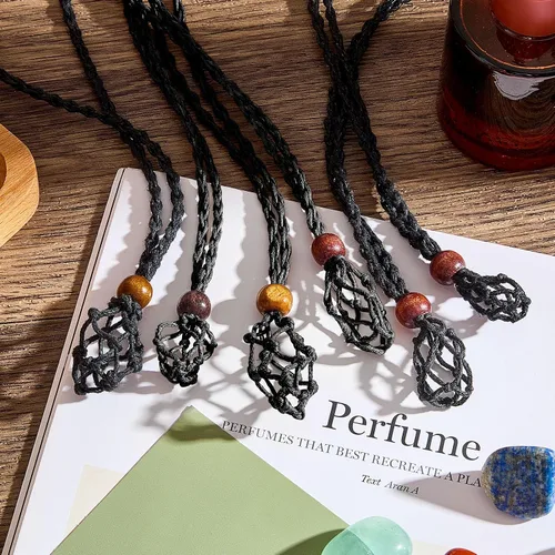Vista 6 de Hicarer 6 piezas de cordón para collar D20, soporte de piedra vacía, soporte para collar vacío de cuarzo, cordón de piedra de cristal de cuarzo, 3