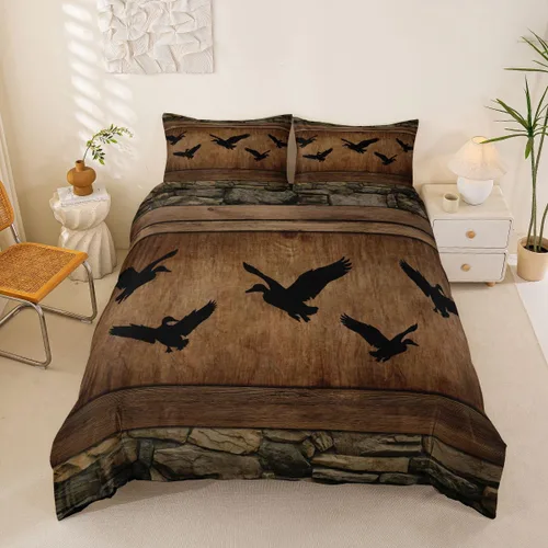 Vista 35 de Manfei Juego de funda de edredón de camuflaje de animales marinos, tamaño individual, juego de ropa de cama de camuflaje de tiburones y ballenas