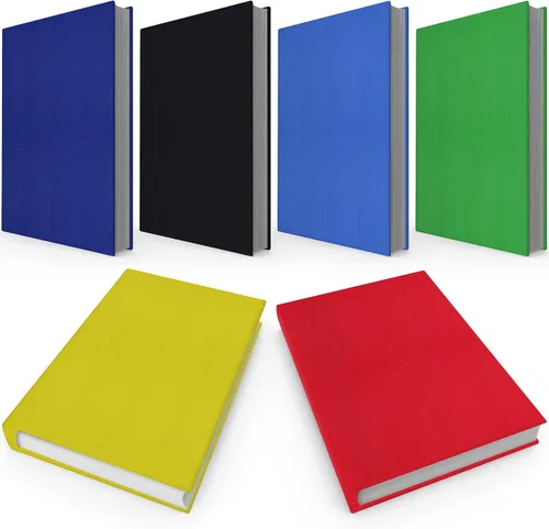 Vista 13 de Paquete de 6 fundas elásticas para libros fáciles de aplicar. 3 chaquetas grandes sólidas y 3 diseños para libros de texto de tapa dura de hasta 9 x