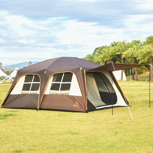 Vista 4 de KTT Extra Large Tent 6-12-14 Person,Family Cabin Tents,2 Rooms,3 Doors and 3 Windows with Mesh,Straight Wall,Waterproof,Double Layer,Big Tent for