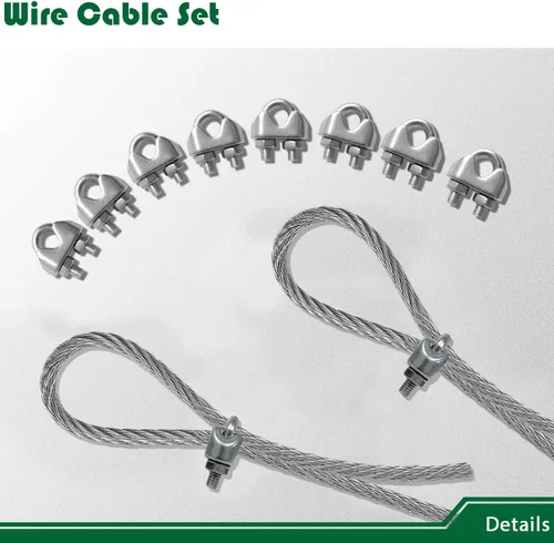 Vista 5 de Kit de accesorios para toldo con cable de cable de 1 pie para instalación de sombrilla triangular rectangular, cables recubiertos de acero