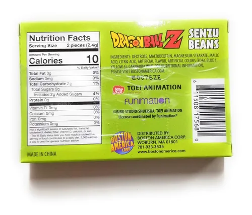 Vista 2 de Dragonball Z Senzu Beans - Caramelos DBZ con sabor a fruta con 2 calcomanías de Gosu Toys (paquete de 2)