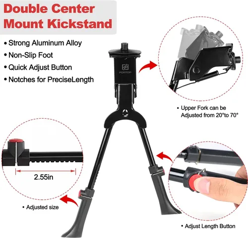 Vista 6 de Soporte para bicicleta, soporte central resistente, doble soporte de bicicleta para bicicletas de adultos, soporte ajustable para bicicletas de 24 a