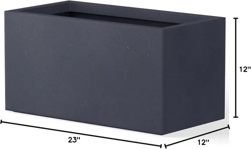 Vista 2 de Kante Macetero rectangular de hormigón de 23.2 pulgadas de largo, macetas grandes para interiores y exteriores con orificio de drenaje y tapón