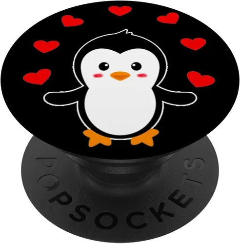 Vista 6 de Emperor Pingüino Corazón Rojo Antártida Regalo de Invierno Blanco PopSockets MagSafe PopGrip para iPhone