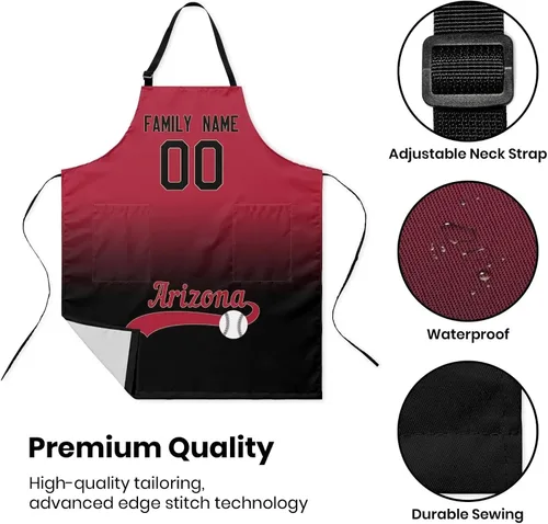 Vista 3 de Delantal personalizado con nombres y números personalizados, regalo para mamá y esposa, fanáticos, mujeres, cocina de cocina
