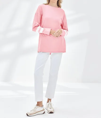 Vista 108 de Fisoew Camisetas de manga larga para mujer, holgadas, casuales, con cuello redondo, blusa suave