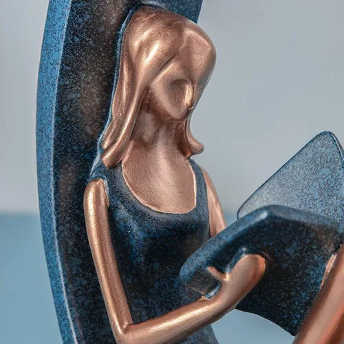Vista 7 de EKDJKK Estatuilla de resina leyendo un libro, estantería de yoga para niña, decoración estética, escultura, pieza de acento, esculturas artísticas