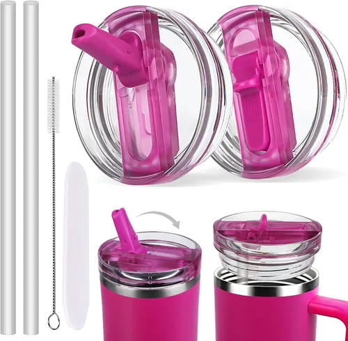 Vista 3 de Tapas de Vaso de 40 OZ que se Ajustan a la Copa Stanley Quencher，Paquete de 2 Cubiertas de Repuesto a Prueba de Derrames Compatibles con Vaso de 40