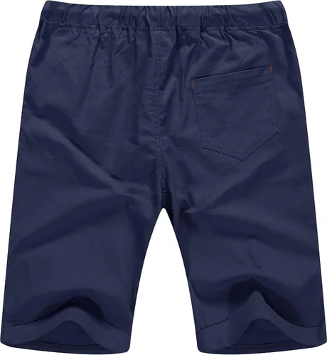 Vista 35 de Sailwind Pantalones cortos de lino para hombre, pantalones cortos casuales de playa con cordón