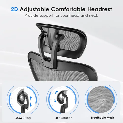 Vista 3 de Ergonomic Mesh Office Chair with Adjustable Lumbar Support and Headrestomfy Computer Chair with 3D Armrest Recling Swivel Chair for Home, Office