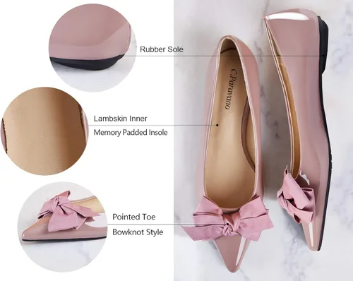 Vista 4 de C.Paravano Pointed Toe Flats for Women Women Flats Bow Knot Ballet Flats