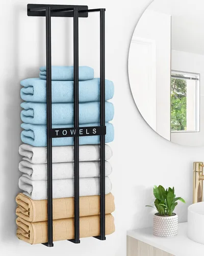 Vista 7 de Bethom Towel Racks for Bathroom, 3Tier Towel Storage Organizer, Matte Black Black-a