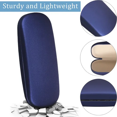 Vista 3 de Leumoi Paquete de 12 fundas rígidas para lentes con tela para gafas, funda protectora para gafas para mujeres y hombres, Negro, rojo, azul