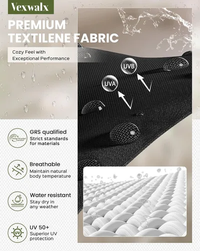 Vista 6 de Vexwalx Tumbona para patio al aire libre con ruedas y reposabrazos, sillas reclinables ajustables de aluminio de 5 posiciones, sillas de playa al