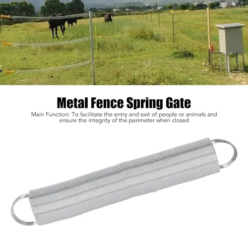 Vista 2 de 2pcs Electric Fence Spring Gates, acero inoxidable 16 pies de tensión de ganado de primavera para pasto