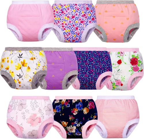 Vista 13 de BIG ELEPHANT Ropa interior de entrenamiento para ir al baño, 100% algodón, absorbente, unisex, pantalones para niños y niñas Serie Floral