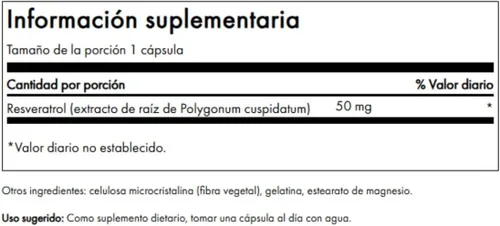 Vista 2 de Swanson Resveratrol 50 Antioxidante, 50 mg, 30 Cápsulas