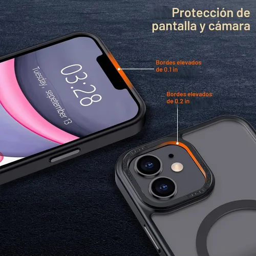 Vista 3 de Anuck - Funda magnética para iPhone 11 compatible con MagSafe, carcasa trasera mate translúcida dura, borde de TPU, delgada, resistente a impactos