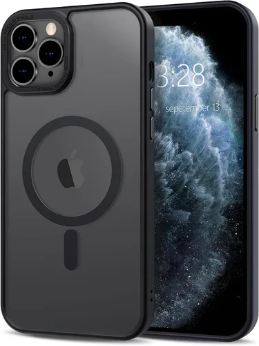 Vista 356 de Anuck - Funda magnética para iPhone 11 compatible con MagSafe, carcasa trasera mate translúcida dura, borde de TPU, delgada, resistente a impactos
