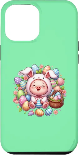 Vista 6 de iPhone 15 Easter Pig in a Easter Bunny Costume Case