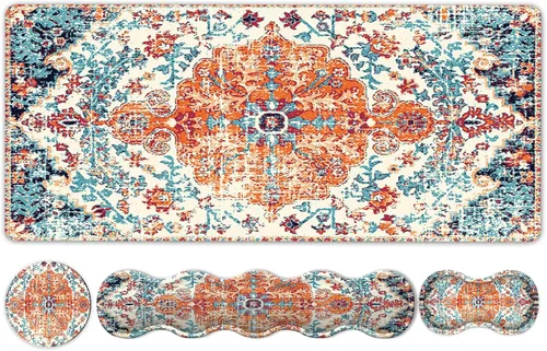 Vista 9 de Juego de almohadillas iLeadon, gran alfombrilla de mouse para juegos + reposamuñecas para teclado + alfombrilla de mouse con soporte de muñeca +
