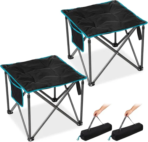 Vista 10 de FUNDANGO Taburete trípode plegable, silla de pesca portátil ligera con asiento acolchado grueso, 440 libras, sillas de campamento al aire libre