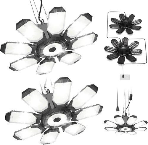 Vista 14 de TANBABY Luces de garaje con sensor de movimiento de 260 W, 30000 lm luces de tienda con control remoto 3 modos (encendido/apagado/automático)