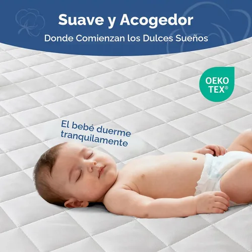 Vista 2 de EXRUBY Protector de colchón impermeable tamaño individual – Almohadilla acolchada de diamante de 3.53 oz/m² – Funda ajustable de bolsillo profundo