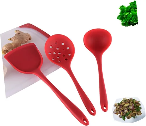 Vista 4 de Juego de utensilios de silicona resistente al calor, kit de herramientas de cocina antiadherentes con colador, cuchara, cucharón de sopa