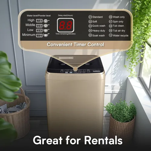 Vista 4 de Anypro - Lavadora portátil y secadora de ropa 17.8LBS, lavadora y centrifugadora completamente automática con 10 programas y 8 niveles de agua