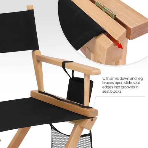 Vista 7 de OmySalon Silla de directores extra alta de 31 pulgadas, silla de maquillaje plegable portátil con bolsa de almacenamiento y reposapiés, profesional