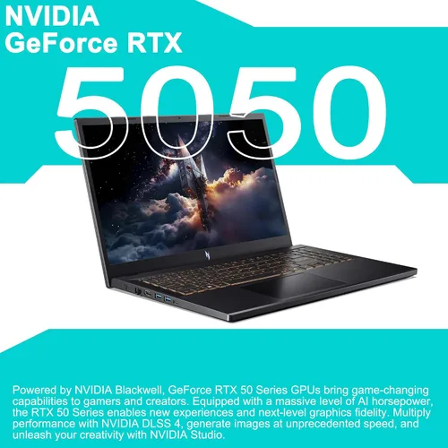 Vista 4 de acer Nitro V 15 Laptop para juegos de 15.6 pulgadas FHD IPS 165Hz Intel 8-core i5-13420H 16GB DDR4 1TB SSD GeForce RTX 5050 GDDR7 DLSS4