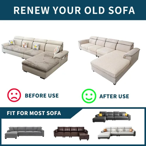 Vista 3 de Fundas para sofá seccional, fundas de cojín en forma de L para sofá seccional, fundas elásticas para sofá seccional, protector de muebles para Beige