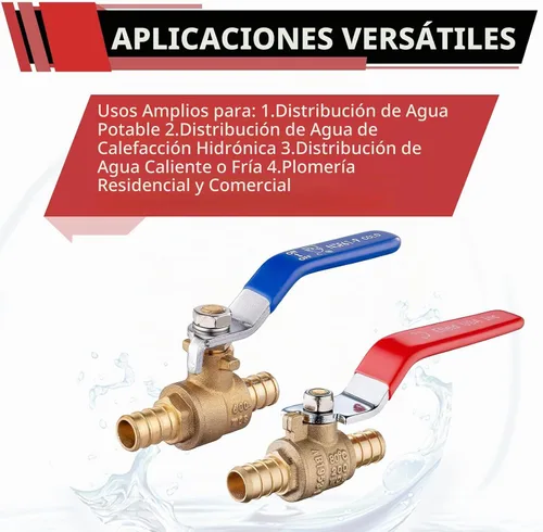 Vista 5 de 2pcs EFIELD 1/2" PEX Barb Crimp válvula de bola de latón (Válvula 001-2)