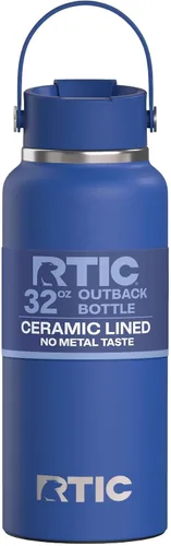 Vista 11 de RTIC - Botella de agua Outback de 32 oz (1 L), con revestimiento de cerámica, aislada, de acero inoxidable, doble pared con aislamiento al vacío