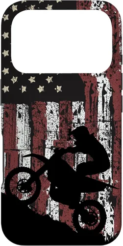 Vista 30 de Motocross Dirt Track Racing - Carcasa para iPhone 17, diseño de bandera de EE. UU., estilo vintage