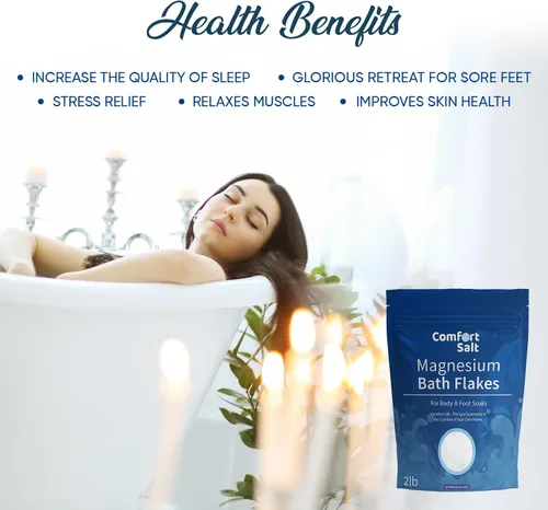 Vista 3 de Copos de baño de magnesio Remoja para relajación, recuperación y bienestar Bolsa de 2 libras