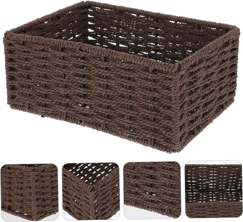 Vista 6 de STOBAZA Cesta de almacenamiento de mesa multifuncional Soporte de almacenamiento tejido decorativo para sala de estar
