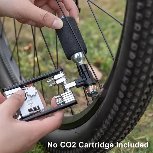 Vista 6 de Herramienta de bicicleta con inflador de CO2 – Herramienta de cadena de bicicleta/Torx/Hex/Destornillador – Kit multiherramienta de bicicleta