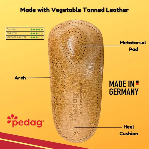 Vista 4 de Pedag Holiday Plantillas ortopédicas de piel de oveja de 3/4 Hechas a mano en Alemania Soporte para el arco Almohadilla metatarsal