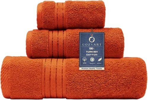 Vista 30 de COZYART - Juego de 6 toallas de baño de algodón turco, color azul claro, suaves, altamente absorbentes y duraderas, 19.17 oz/yd², incluye 2 toallas