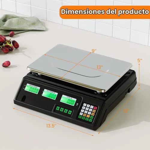 Vista 7 de Goplus Báscula de cálculo de precios de 88 lb/40 kg, báscula digital comercial de alimentos con función de conteo, plataforma de acero inoxidable