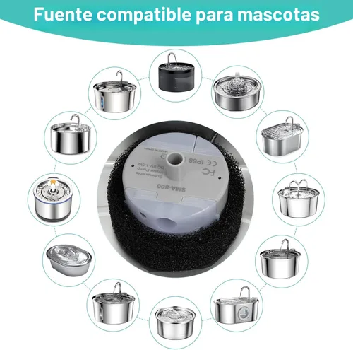 Vista 2 de Bomba de repuesto ultrasilenciosa para fuentes de agua de acero inoxidable para gatos, motor SMA-800, segura y fácil de limpiar con bajo voltaje DC