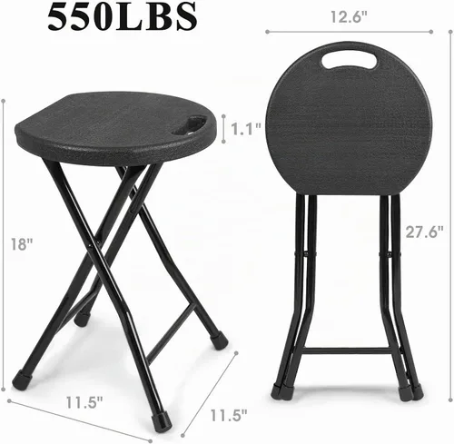 Vista 3 de COOZMENT Taburete plegable con asa, taburete de campamento portátil resistente de 550 libras, taburete plegable con pies antideslizantes