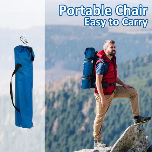 Vista 5 de Silla de camping plegable con soporte para tazas, capacidad de 225 libras, silla plegable portátil con grandes pies anti-hundimiento, tela